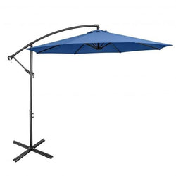 StarWood Rack Home & Garden 10FT Offset Umbrella with 8 Ribs Cantilever and Cross Base Tilt Adjustment-Blue